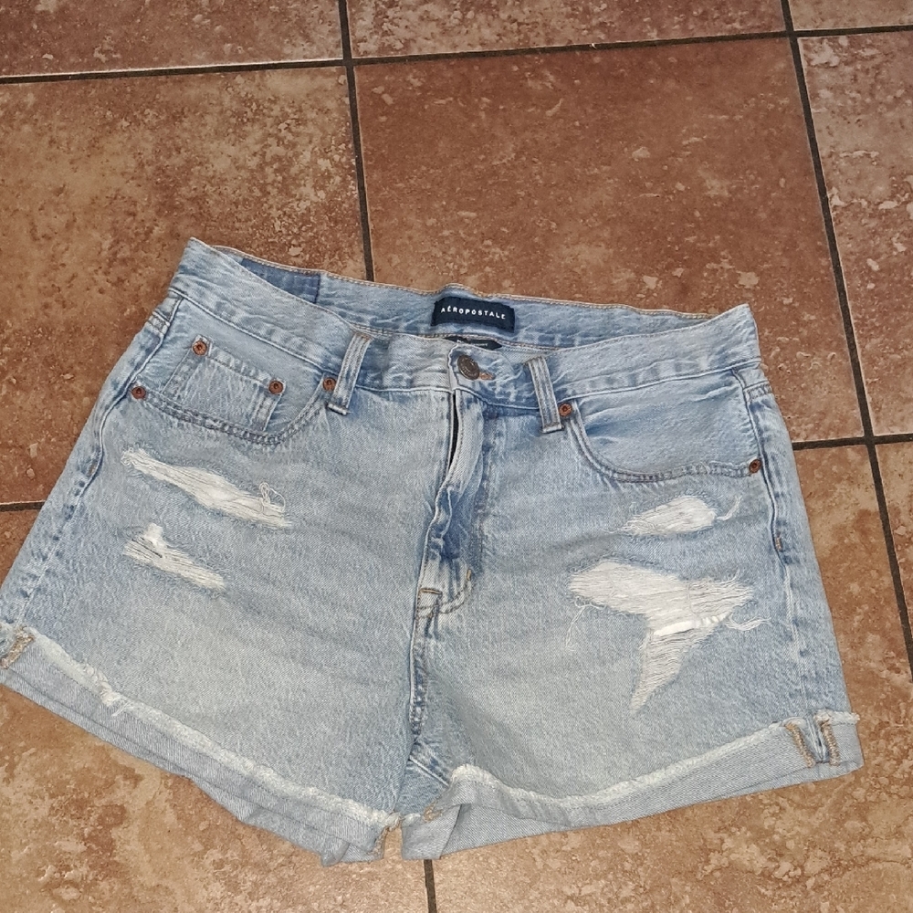 Aeropostale Blue Jean Shorts High-Waisted Distressed